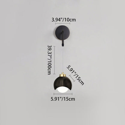 Contemporary Scandinavian Spherical Glass Iron 1-Light Wall Sconce Lamp For Bedroom