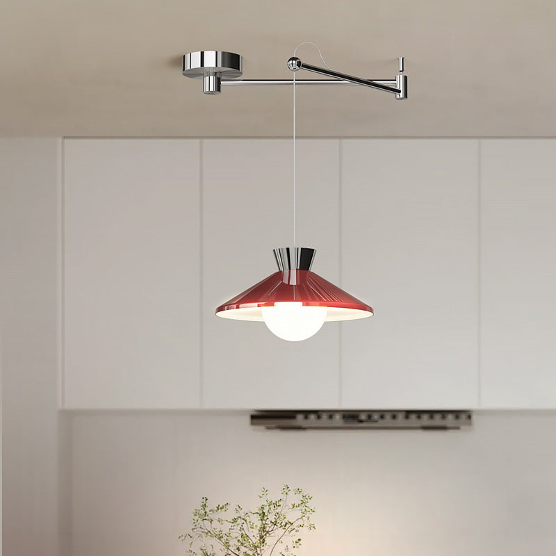 Modern Minimalist Cone Glass Iron 1-Light Pendant Light For Dining Room
