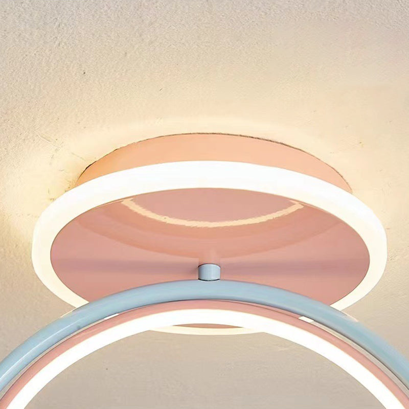 Contemporary Creative Unicorn Cloud Resin Acrylic Iron LED Semi-Flush Mount Ceiling Light For Bedroom