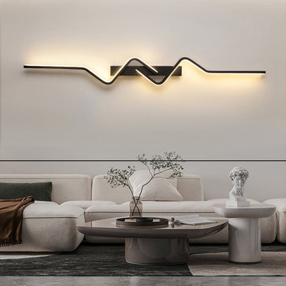 Modern Minimalist Vertical Irregular Wave Curve Aluminum PVC Iron Silicone LED Wall Scone Lamp For Bedroom