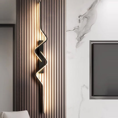 Modern Minimalist Vertical Irregular Wave Curve Aluminum PVC Iron Silicone LED Wall Scone Lamp For Bedroom