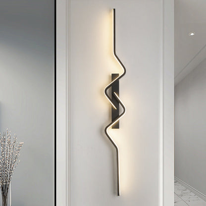 Modern Minimalist Vertical Irregular Wave Curve Aluminum PVC Iron Silicone LED Wall Scone Lamp For Bedroom