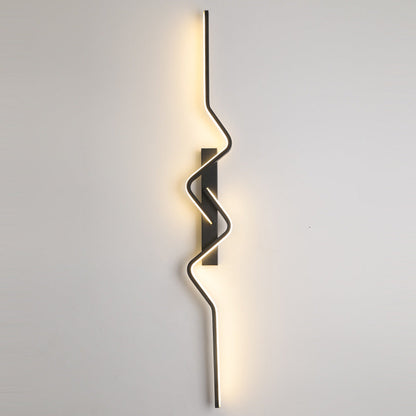 Modern Minimalist Vertical Irregular Wave Curve Aluminum PVC Iron Silicone LED Wall Scone Lamp For Bedroom