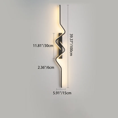 Modern Minimalist Vertical Irregular Wave Curve Aluminum PVC Iron Silicone LED Wall Scone Lamp For Bedroom