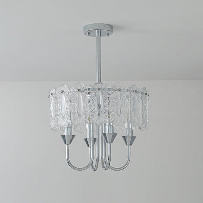 Contemporary Luxury Cylindrical Iron Glass 4/5/6/8 Light Chandelier For Living Room