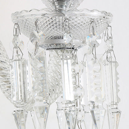 Contemporary Luxury Candle-Shaped Bell Crystal Iron Glass 1/2 Light Wall Scone Lamp For Bedroom