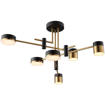 Modern Art Deco Cylindrical Irregular Line Iron Acrylic LED Semi-Flush Mount Ceiling Light For Living Room