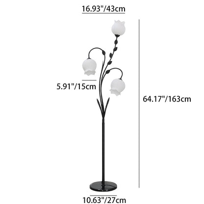 Modern Minimalist Flower-Shaped Iron Glass 3-Light Standing Floor Lamp For Living Room