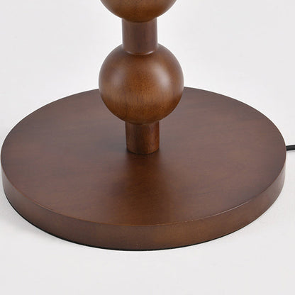 Traditional Chinese Spherical Cylindrical Wooden Fabric 1- Light Table Lamp For Bedroom