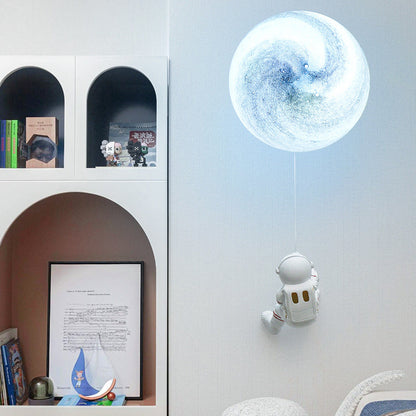 Modern Minimalist Spherical Round Resin Glass 1-Light Wall Scone Lamp For Bedroom