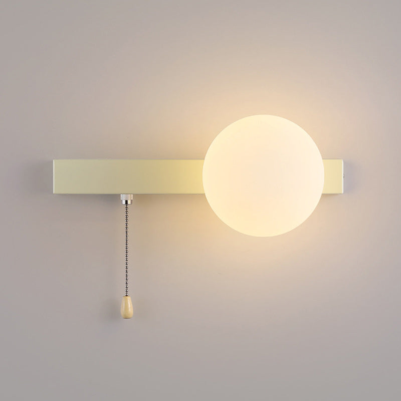 Modern Minimalist Rectangular Spherical Round Iron Glass 1-Light Wall Sconce Lamp For Bedroom