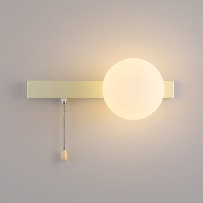 Modern Minimalist Rectangular Spherical Round Iron Glass 1-Light Wall Sconce Lamp For Bedroom