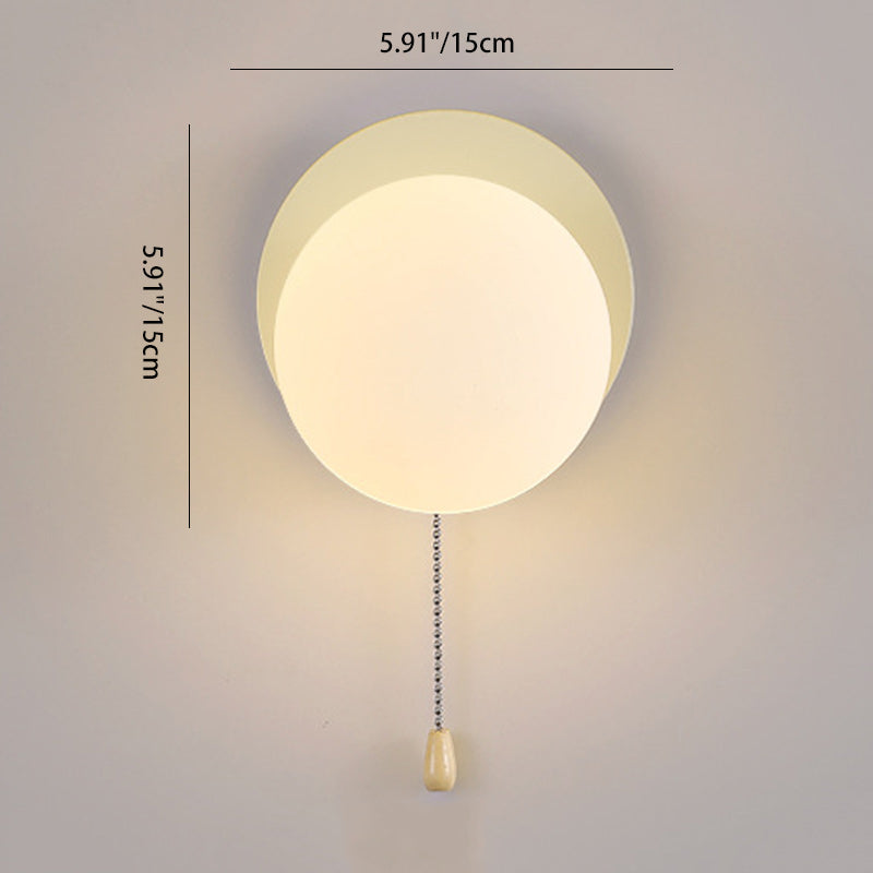 Modern Minimalist Rectangular Spherical Round Iron Glass 1-Light Wall Sconce Lamp For Bedroom
