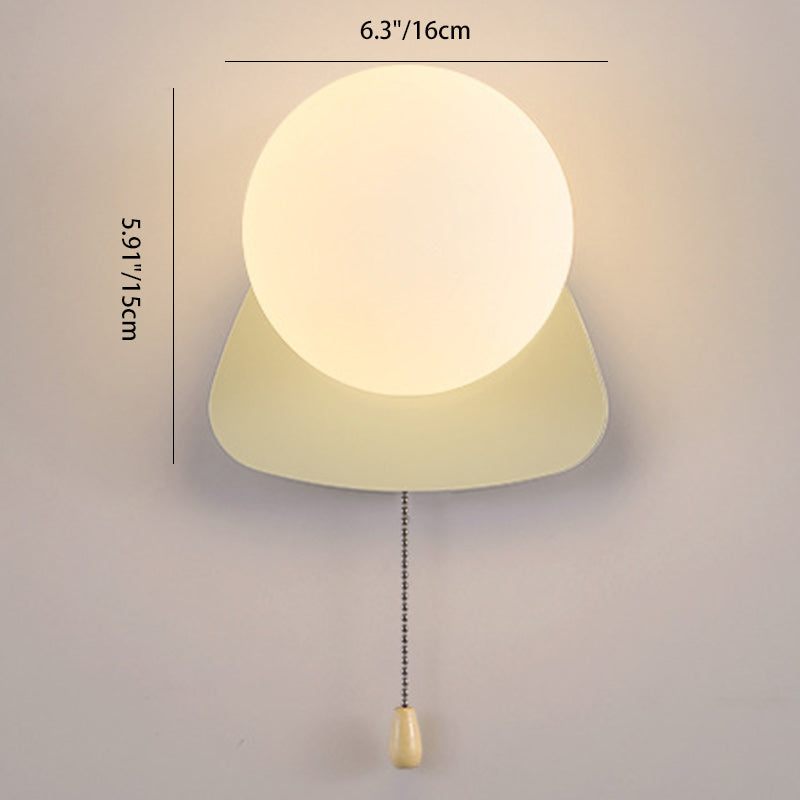 Modern Minimalist Rectangular Spherical Round Iron Glass 1-Light Wall Sconce Lamp For Bedroom
