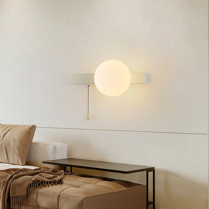Modern Minimalist Rectangular Spherical Round Iron Glass 1-Light Wall Sconce Lamp For Bedroom