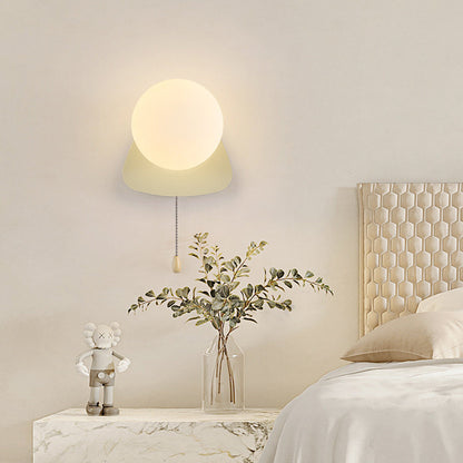 Modern Minimalist Rectangular Spherical Round Iron Glass 1-Light Wall Sconce Lamp For Bedroom
