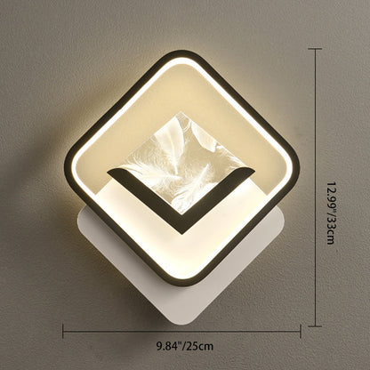 Modern Minimalist Rhombus Oval Feather Iron Plastic Acrylic LED Wall Scone Lamp For Bedroom