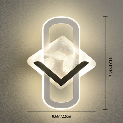 Modern Minimalist Rhombus Oval Feather Iron Plastic Acrylic LED Wall Scone Lamp For Bedroom