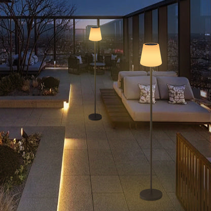 Modern Minimalist Outdoor Waterproof Round Cylindrical PE Iron LED Standing Floor Lamp For Garden