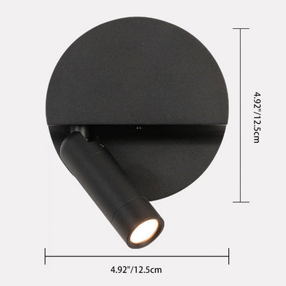 Modern Minimalist Round Cylindrical Aluminum Acrylic LED Wall Scone Lamp For Bedroom