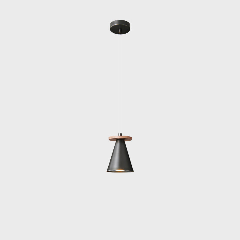 Contemporary Luxury Triangular Full Copper Walnut Wood 1-Light Pendant Light For Living Room