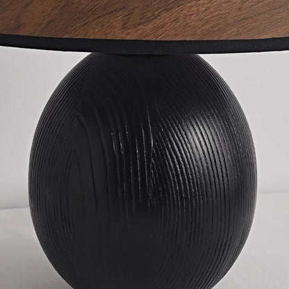 Traditional Vintage Round Conical Jar Base Solid Wood 1-Light Table Lamp For Bedroom