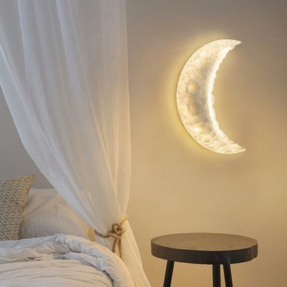 Contemporary Nordic Moon Iron Plastic LED Wall Sconce Lamp For Living Room