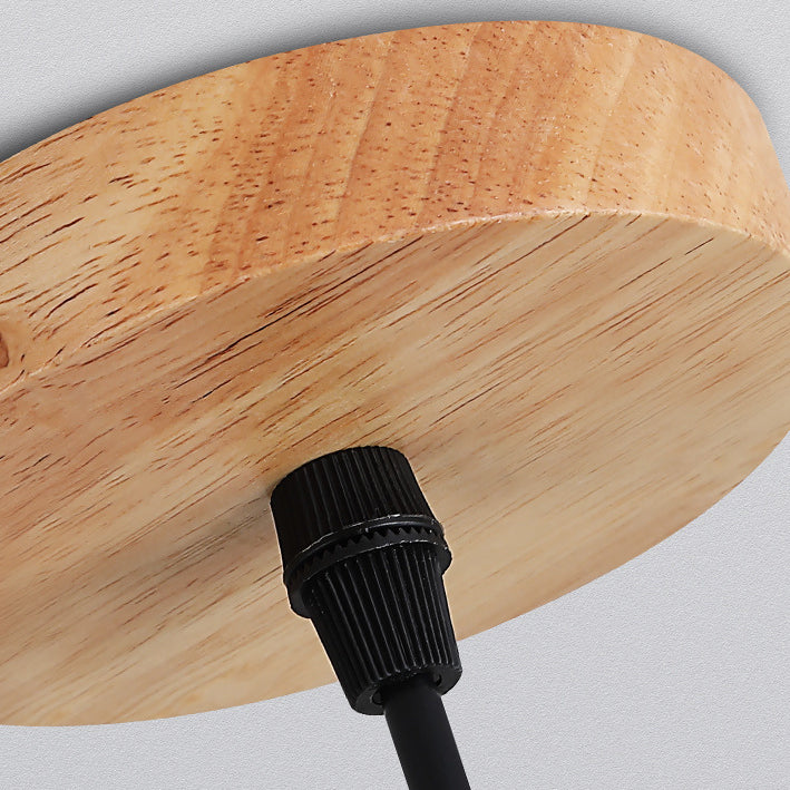 Traditional Japanese Solid Wood Hollow Out Round Cage 1-Light Pendant Light For Living Room