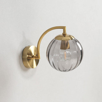 Modern Simplicity Water Corrugated Glass Sphere Shade Hardware 1-Light Wall Sconce Lamp For Bedroom
