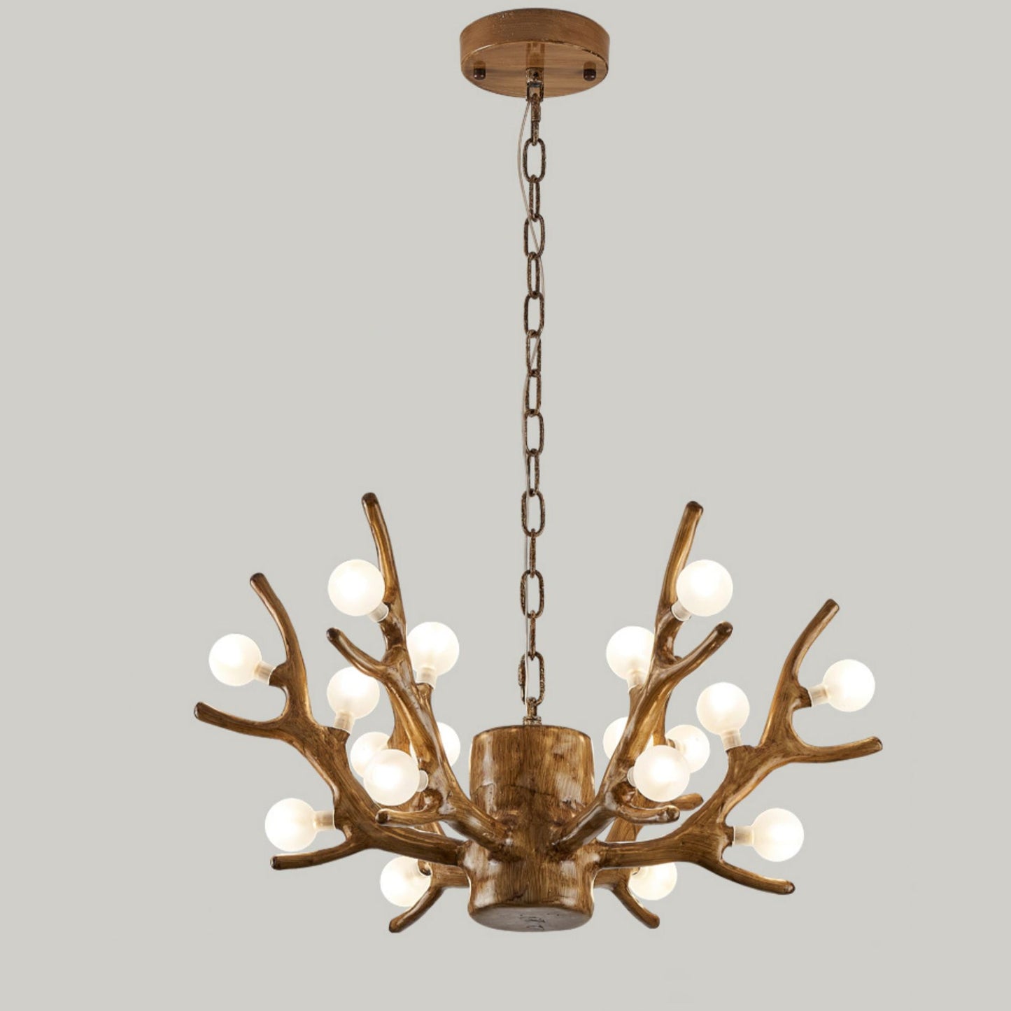 Modern Art Deco Antlers Resin Branches Glass Ball Shade 18-Light Chandelier For Living Room