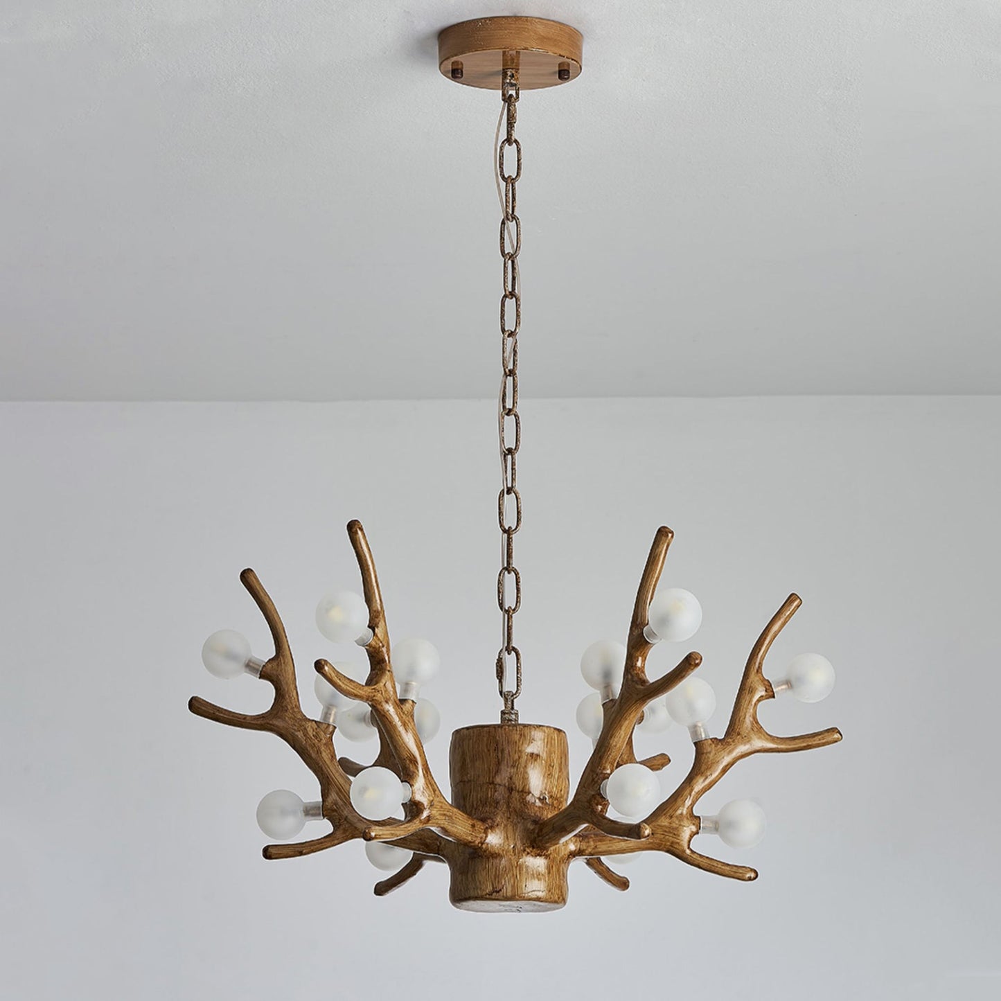 Modern Art Deco Antlers Resin Branches Glass Ball Shade 18-Light Chandelier For Living Room