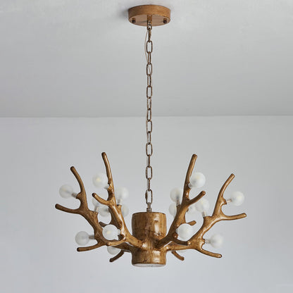 Modern Art Deco Antlers Resin Branches Glass Ball Shade 18-Light Chandelier For Living Room