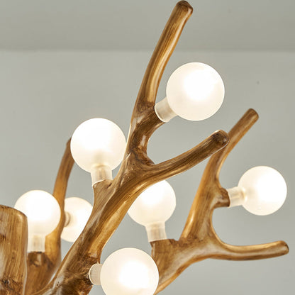 Modern Art Deco Antlers Resin Branches Glass Ball Shade 18-Light Chandelier For Living Room