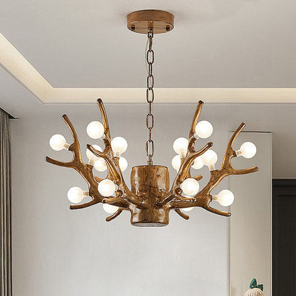 Modern Art Deco Antlers Resin Branches Glass Ball Shade 18-Light Chandelier For Living Room
