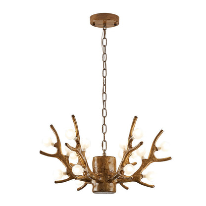 Modern Art Deco Antlers Resin Branches Glass Ball Shade 18-Light Chandelier For Living Room