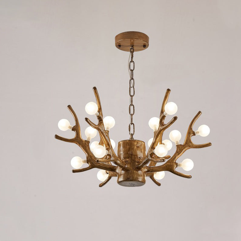 Modern Art Deco Antlers Resin Branches Glass Ball Shade 18-Light Chandelier For Living Room