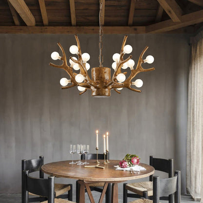 Modern Art Deco Antlers Resin Branches Glass Ball Shade 18-Light Chandelier For Living Room