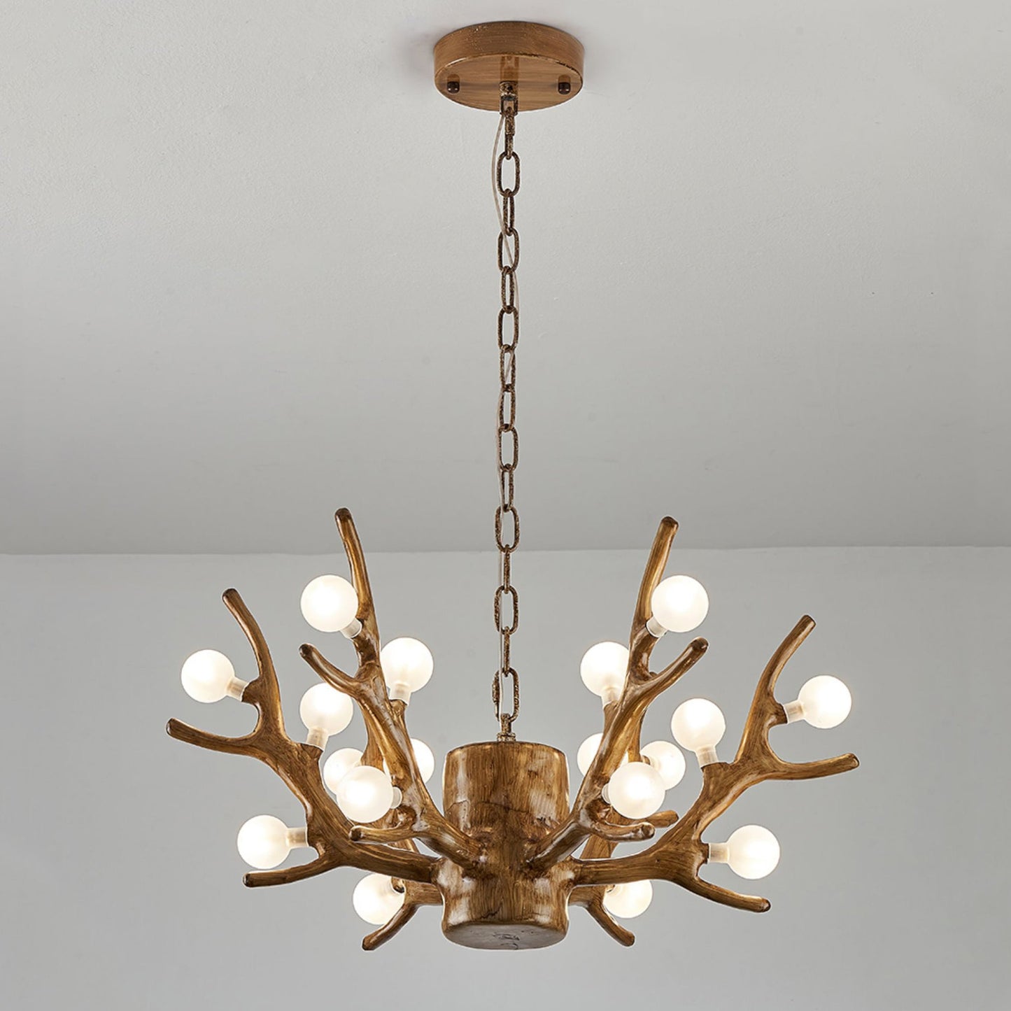 Modern Art Deco Antlers Resin Branches Glass Ball Shade 18-Light Chandelier For Living Room