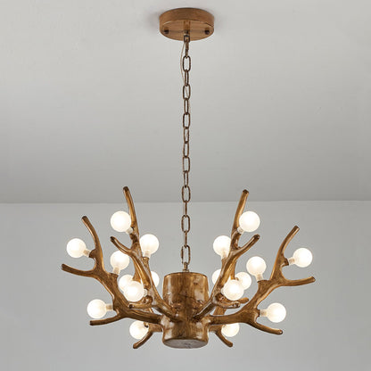 Modern Art Deco Antlers Resin Branches Glass Ball Shade 18-Light Chandelier For Living Room