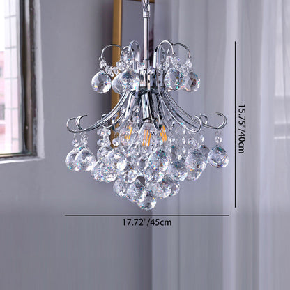 Modern Luxury Crystal String Hardware Arc Frame 4-Light Chandelier For Living Room