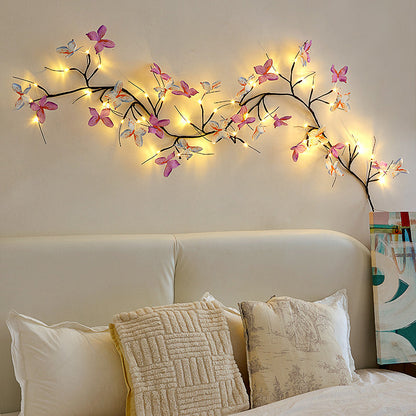 Contemporary Creative Fabric Imitation Butterfly Branches LED Wall Sconce Lamp Decoration Light For Living Room