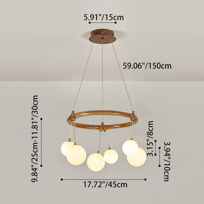 Traditional Vintage Branch Resin Ring Acrylic Ball Shade 6/8/10/12/16-Light Chandelier For Living Room