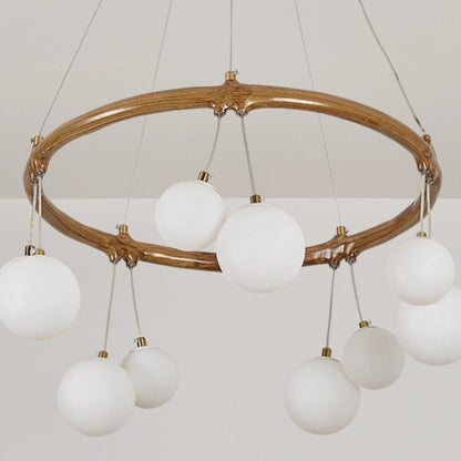 Traditional Vintage Branch Resin Ring Acrylic Ball Shade 6/8/10/12/16-Light Chandelier For Living Room