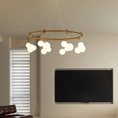Traditional Vintage Branch Resin Ring Acrylic Ball Shade 6/8/10/12/16-Light Chandelier For Living Room