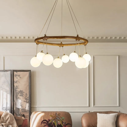 Traditional Vintage Branch Resin Ring Acrylic Ball Shade 6/8/10/12/16-Light Chandelier For Living Room