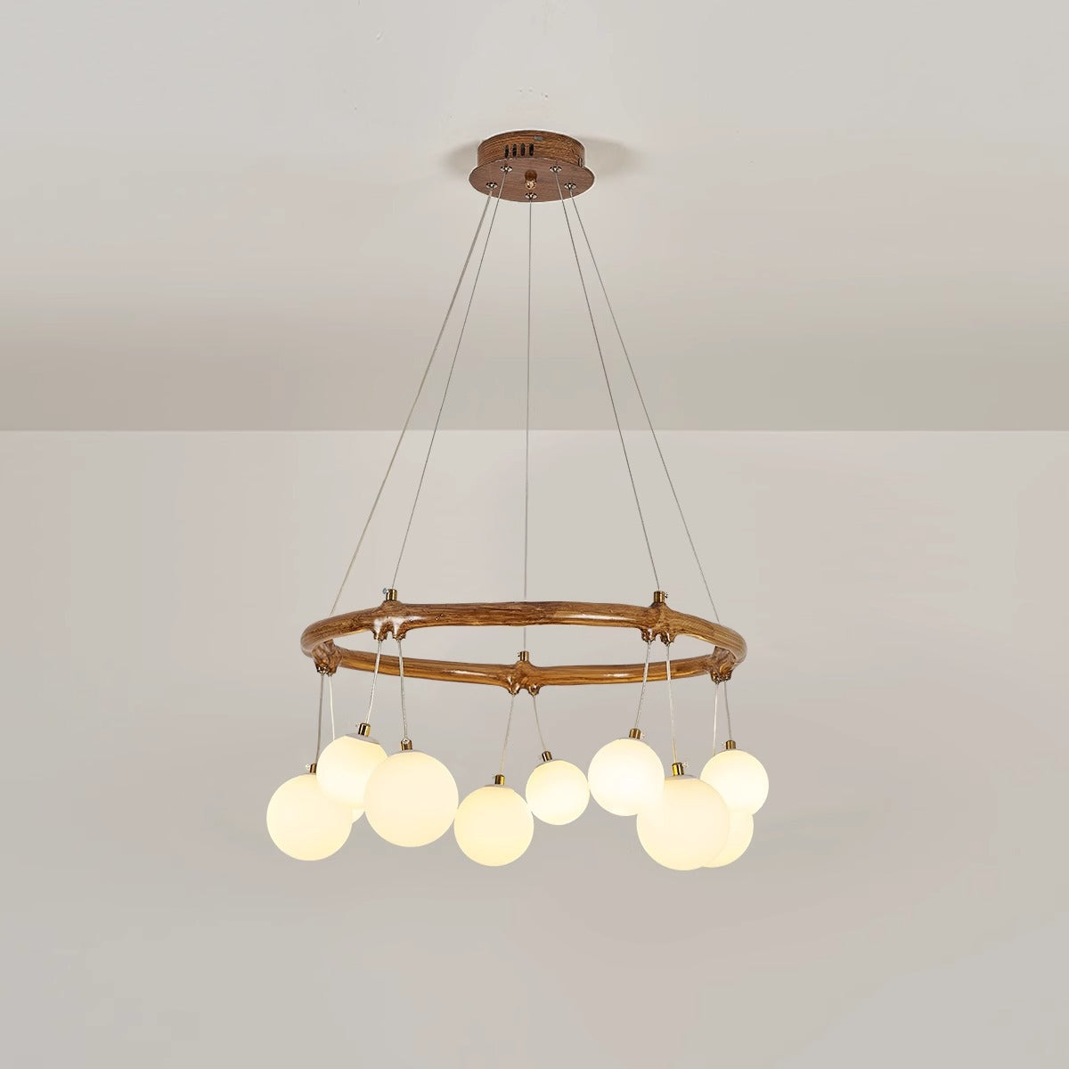 Traditional Vintage Branch Resin Ring Acrylic Ball Shade 6/8/10/12/16-Light Chandelier For Living Room