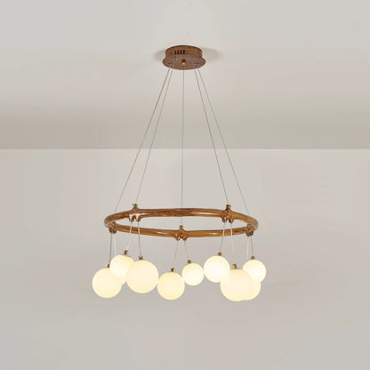 Traditional Vintage Branch Resin Ring Acrylic Ball Shade 6/8/10/12/16-Light Chandelier For Living Room