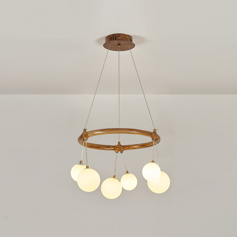 Traditional Vintage Branch Resin Ring Acrylic Ball Shade 6/8/10/12/16-Light Chandelier For Living Room