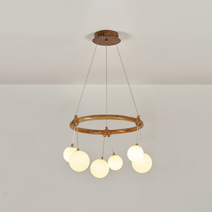 Traditional Vintage Branch Resin Ring Acrylic Ball Shade 6/8/10/12/16-Light Chandelier For Living Room