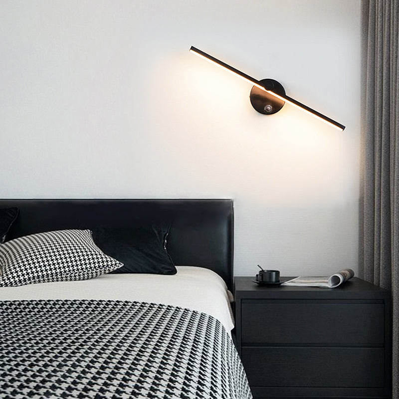 Modern Minimalist Aluminum Long Strip Rotatable LED Wall Sconce Lamp for Bedroom